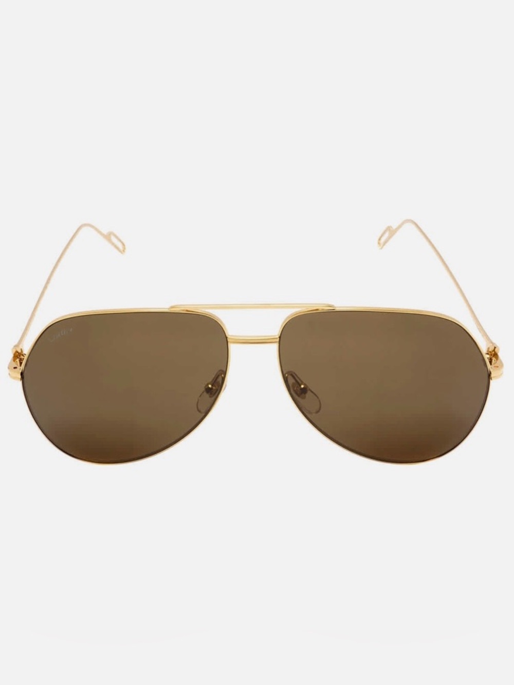 Cartier Authentic Aviator Pilot Brown Lens Shiny Gold Sunglasses CT0110S 014 62